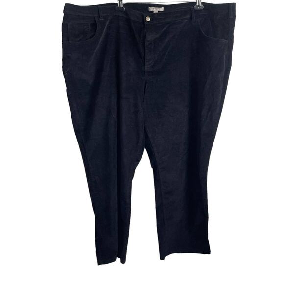 Woman Within Women Velvet Pants 32 Black Straight Leg Stretch Minimalist Neutral - Picture 1 of 11
